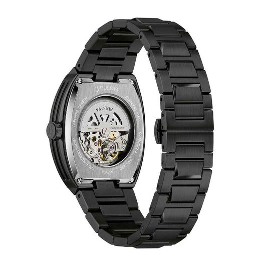 Bulova Maquina Automatic Black Stainless Steel Watch with Purple Dial
