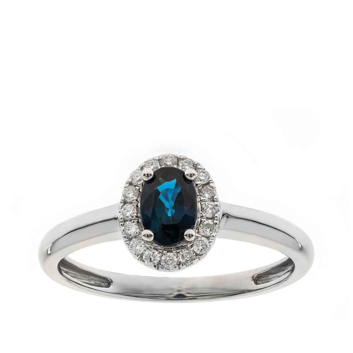 Oval Sapphire & 1/8 ct. tw. Diamond Halo Ring in 10K White Gold