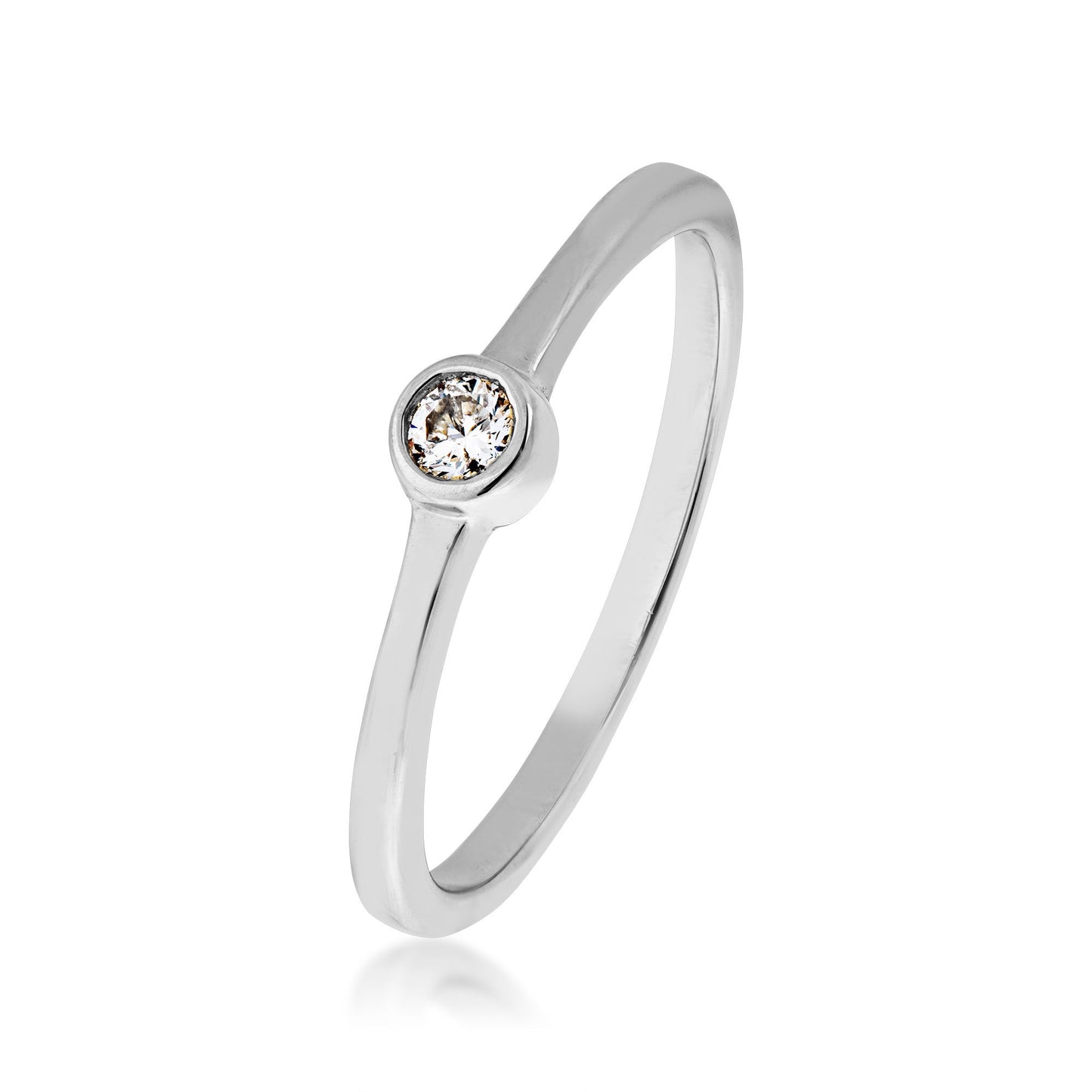 1/6 ct. tw. Round Diamond Bezel Stackable Fashion Ring in 10K White Gold front view