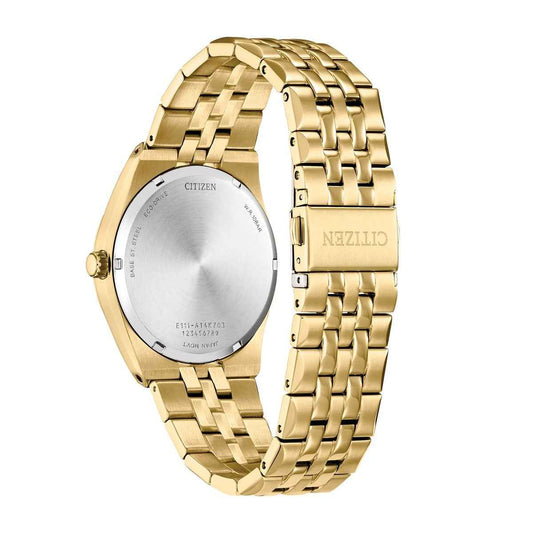 Citizen Men's Corso Eco-Drive Gold-Tone Stainless Steel Watch with Black Dial front view (2)