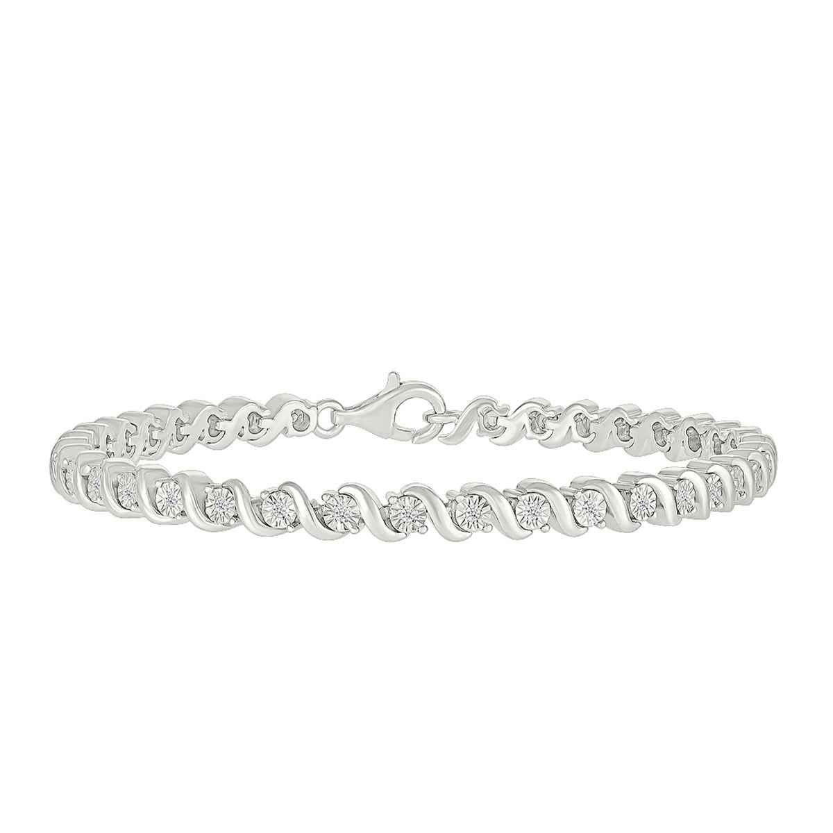 1/4 ct. tw. Diamond S-Link Tennis Bracelet in Sterling Silver (2)