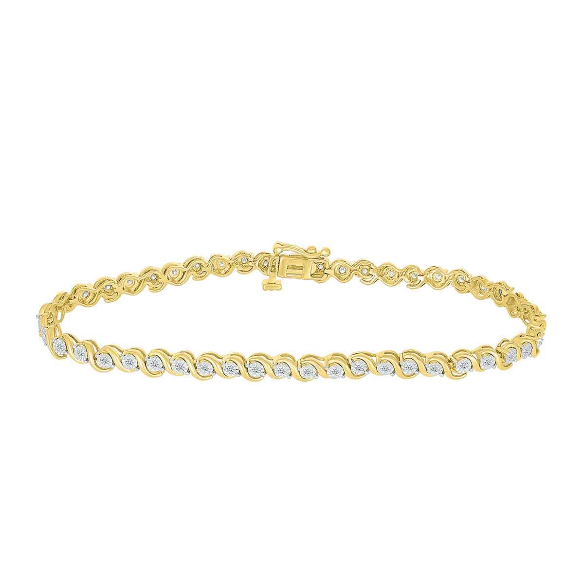 1/2 ct. tw. Diamond S-Link Tennis Bracelet in 10K Yellow Gold (2)