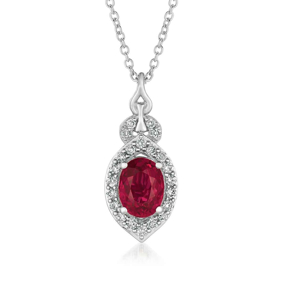 Le Vian Oval Passion Ruby & 1/5 ct. tw. Vanilla Diamond Halo Pendant in 14k Vanilla Gold