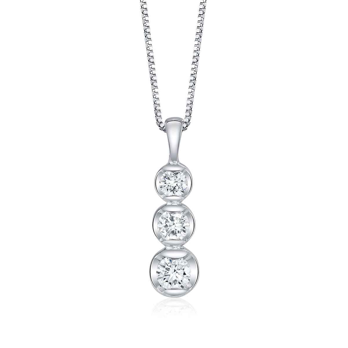 Sirena 1/8 ct. tw. 3-Stone Diamond Pendant in 14K White Gold