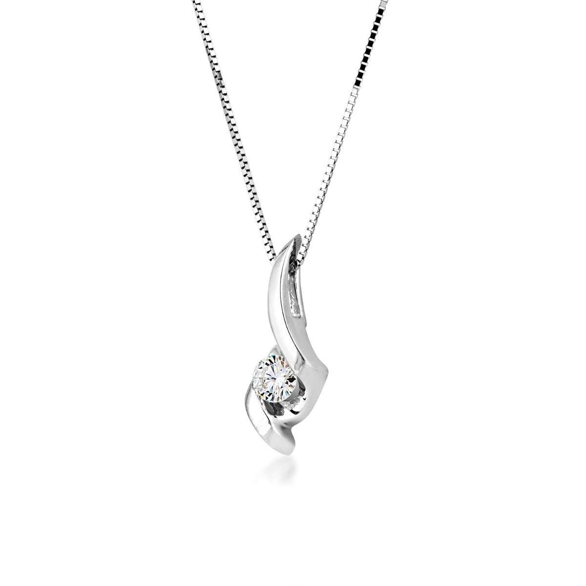 Sirena 1/8 ct. tw. Round Diamond Pendant in 14K White Gold