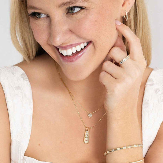 Sirena 1/2 ct. tw. Diamond Ladder Pendant in 14K Yellow Gold front view