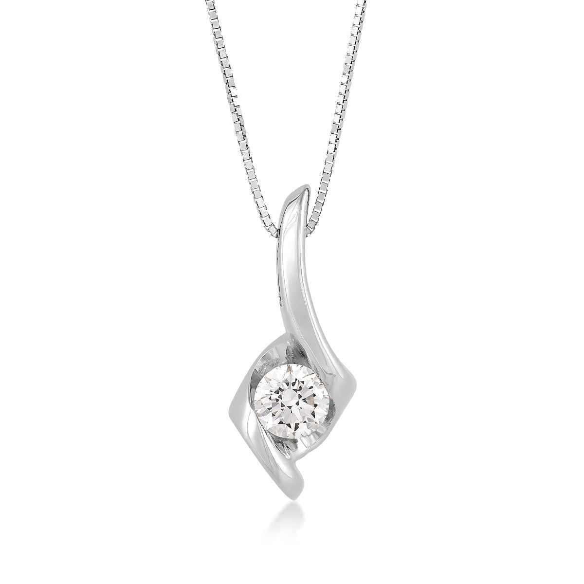 Sirena 1/4 ct. tw. Round Diamond Swirl Pendant in 14K White Gold (2)