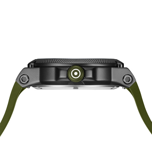 quartz glock green silicone strap green dial watch