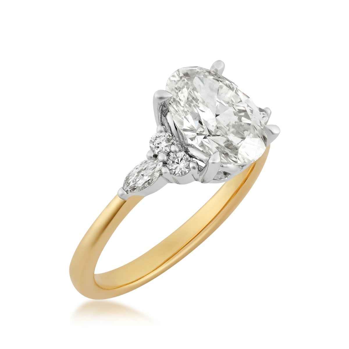 Adamante 2-1/3 ct. tw. Lab-Grown Oval Diamond Engagement Ring in 14K Yellow & White Gold front view (2)