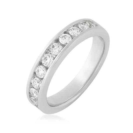 Adamante 3/4 ct. tw. Lab-Grown Round Brilliant 11-Stone Diamond Channel Set Anniversary Ring in 14K White Gold front view (2)