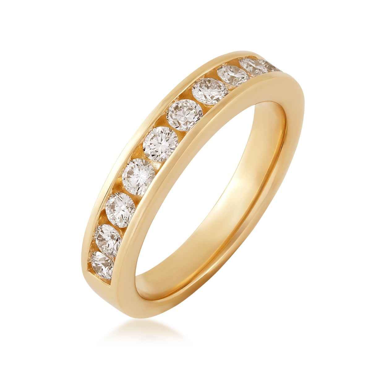 Adamante 3/4 ct. tw. Lab-Grown Round Brilliant 11-Stone Diamond Channel Set Anniversary Ring in 14K Yellow Gold front view (2)