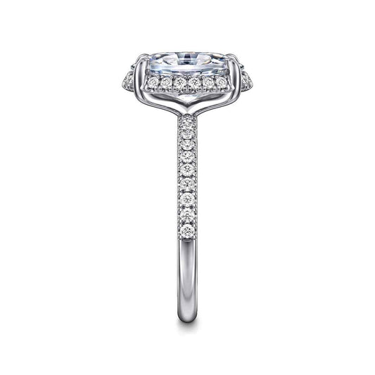 Gabriel & Co. 1/3 ct. tw. Diamond Halo Oval Semi-Mount Engagement Ring in 14K White Gold side profile