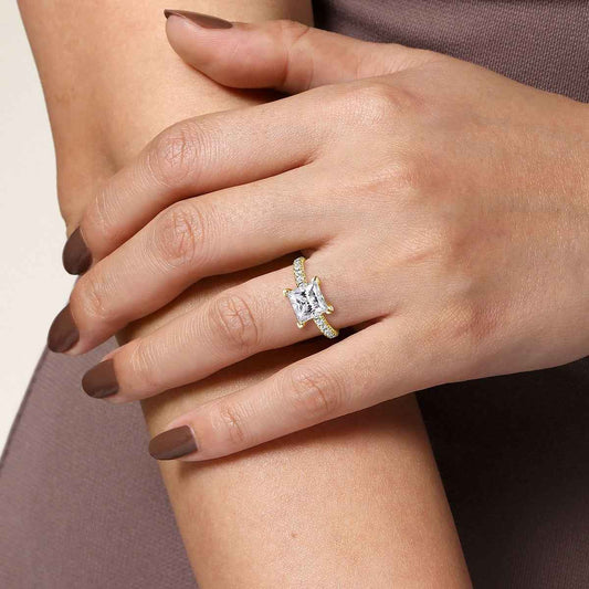 Gabriel & Co. 1/2 ct. tw. Diamond Princess Cut Semi-Mount Engagement Ring in 14K Yellow Gold full view