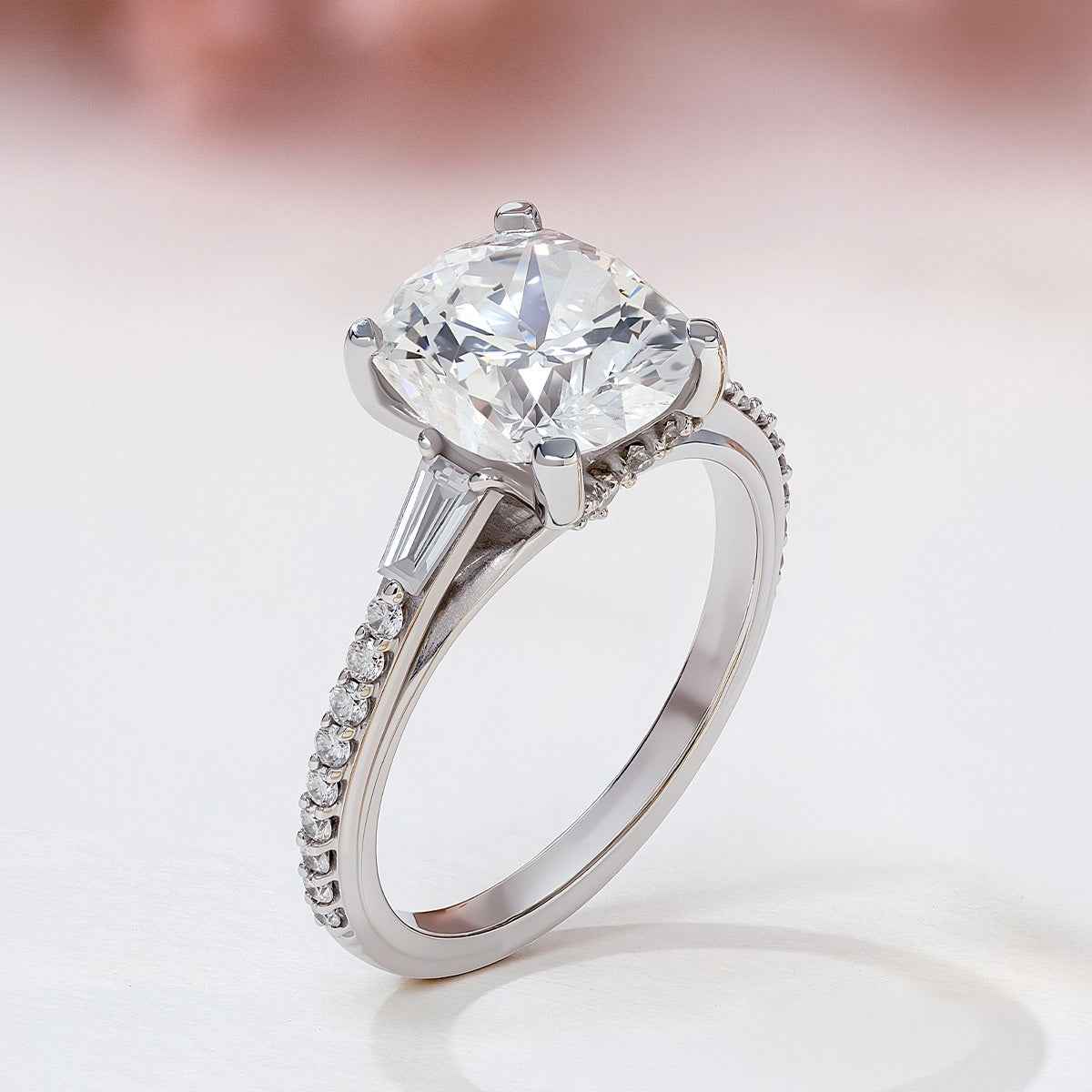 Above Love Star 3-7/8 ct. tw. Lab-Grown Radiant Cut & Baguette Diamond Engagement Ring in 18K White Gold side profile