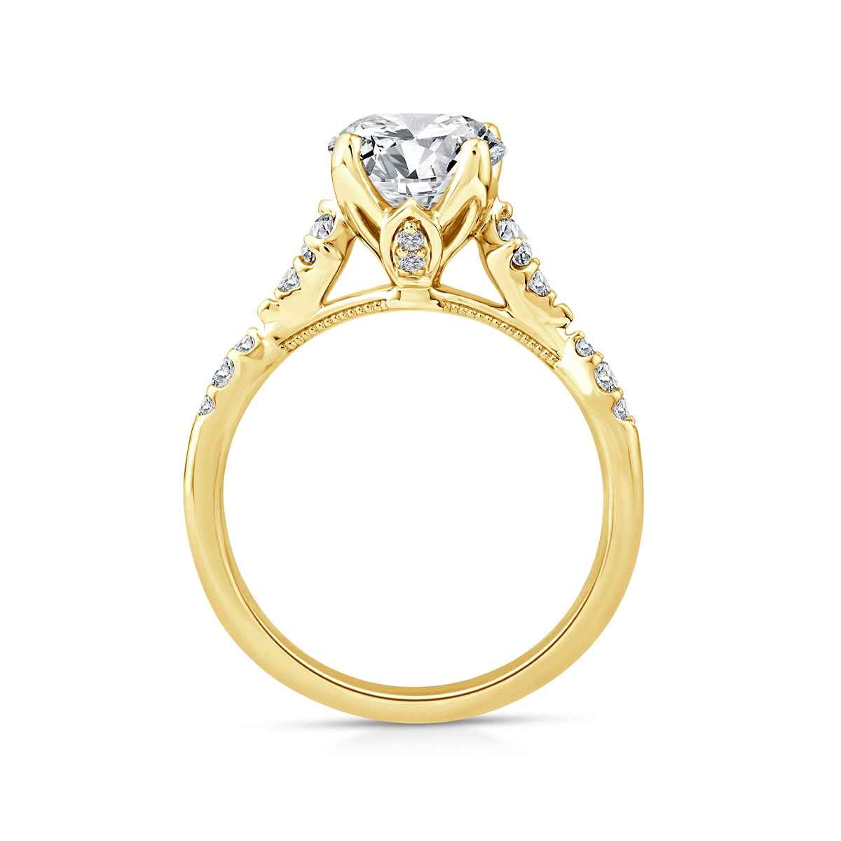 Above Love Star 3-5/8 ct. tw. Lab-Grown Oval Diamond Engagement Ring in 18K Yellow Gold close-up detail
