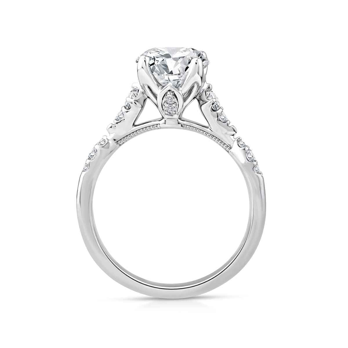Above Love Star 3-5/8 ct. tw. Lab-Grown Oval Diamond Engagement Ring in 18K White Gold close-up detail