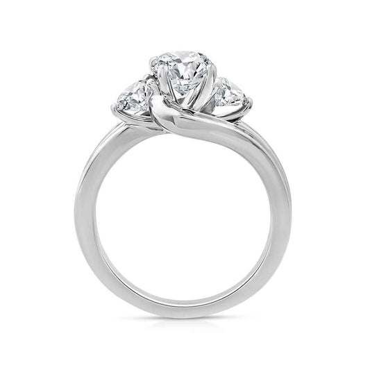 Above Love Star 1-5/8 ct. tw. Lab-Grown Round Brilliant 3-Stone Diamond Engagement Ring in 18K White Gold close-up detail