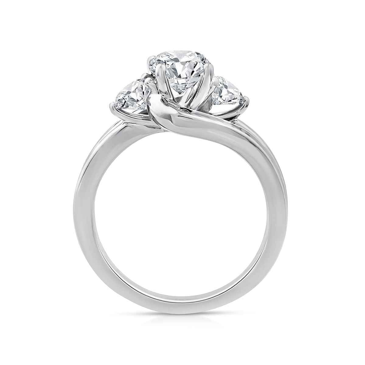 Above Love Star 1-5/8 ct. tw. Lab-Grown Round Brilliant 3-Stone Diamond Engagement Ring in 18K White Gold close-up detail