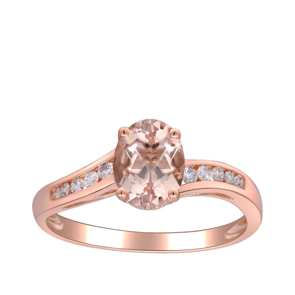Oval Morganite & 1/8 ct. tw. Diamond Ring in 10K Pink Gold