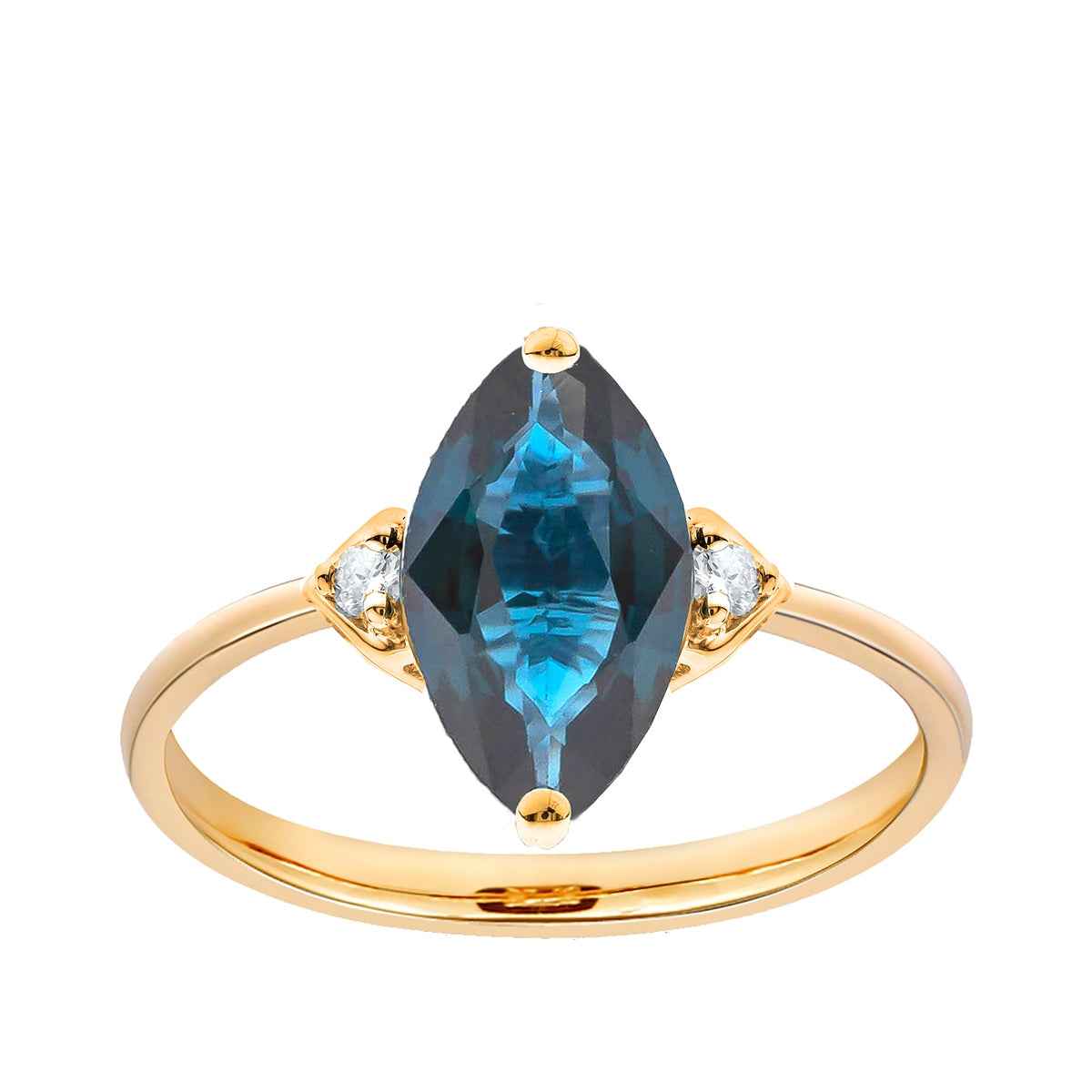 Marquise London Blue Topaz & Diamond Accent Ring in 10K Yellow Gold