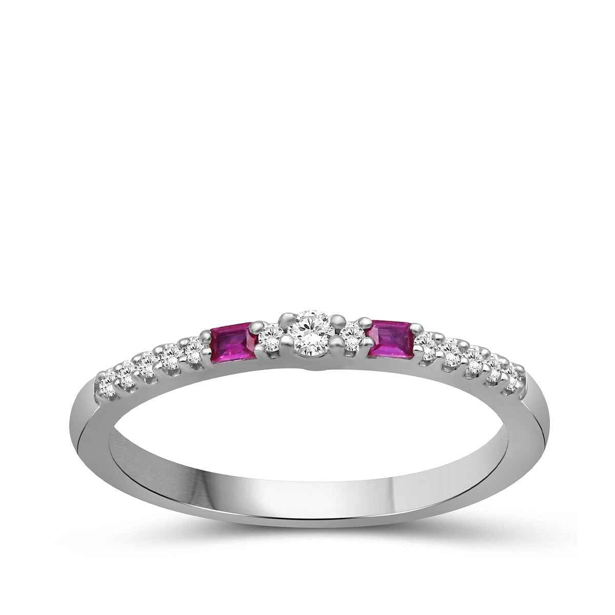 Created Ruby & 1/10 ct. tw. Lab-Grown Diamond Stackable Ring in Sterling Silver