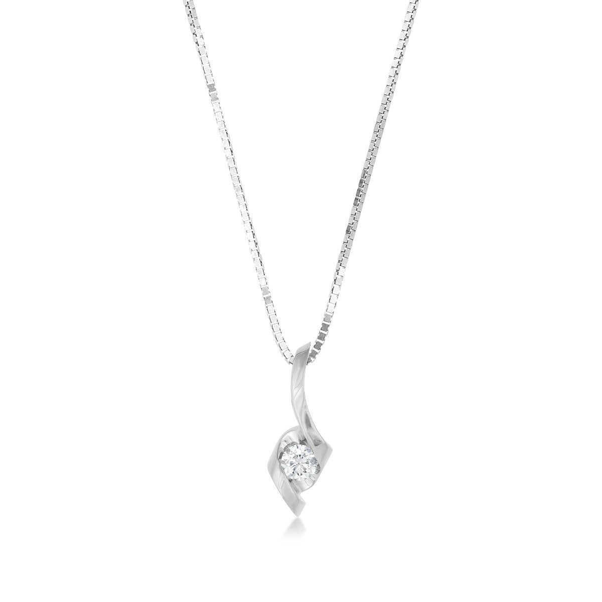Sirena Round Diamond Accent Swirl Pendant in 10K White Gold (2)