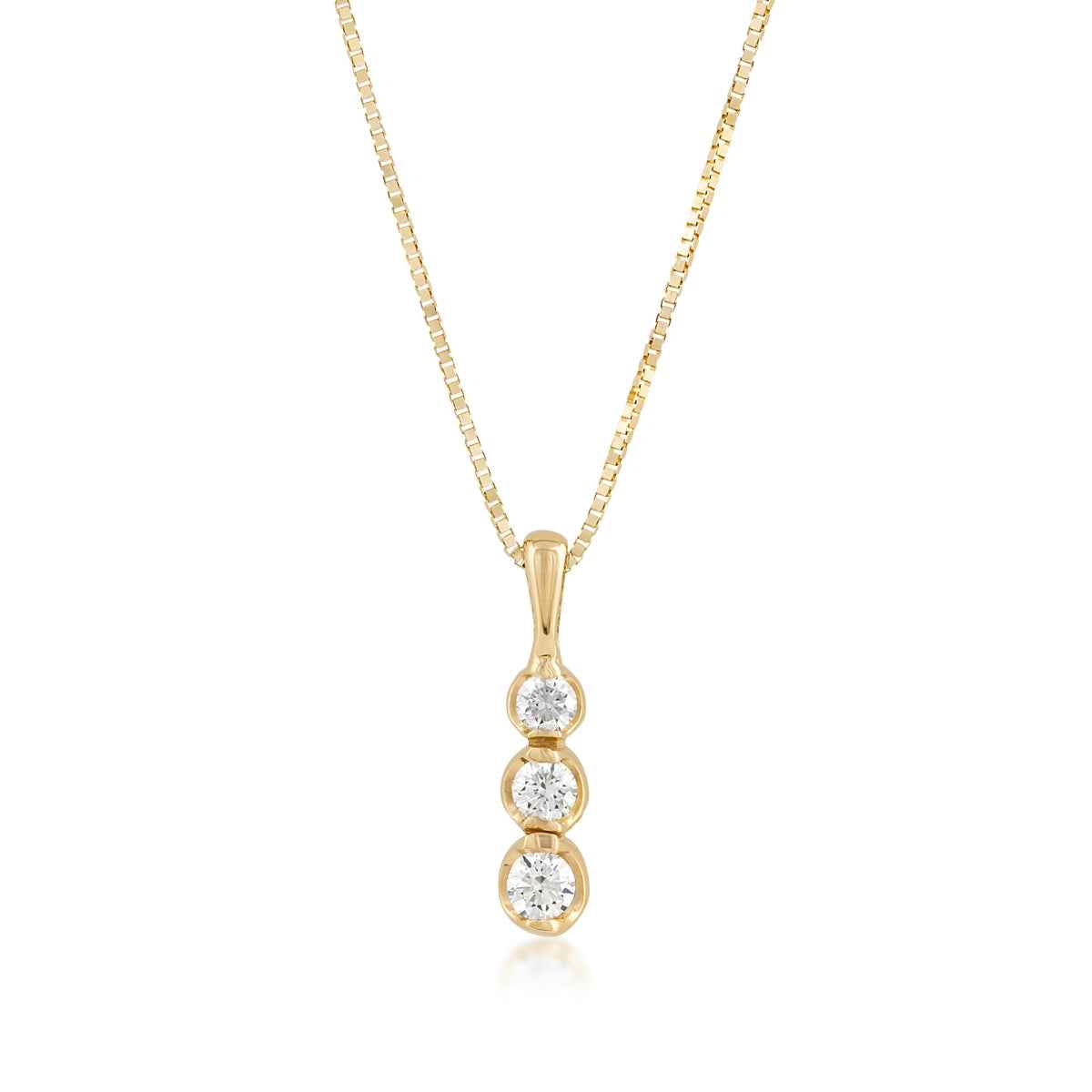 Sirena 1/8 ct. tw. 3-Stone Diamond Pendant in 14K Yellow Gold