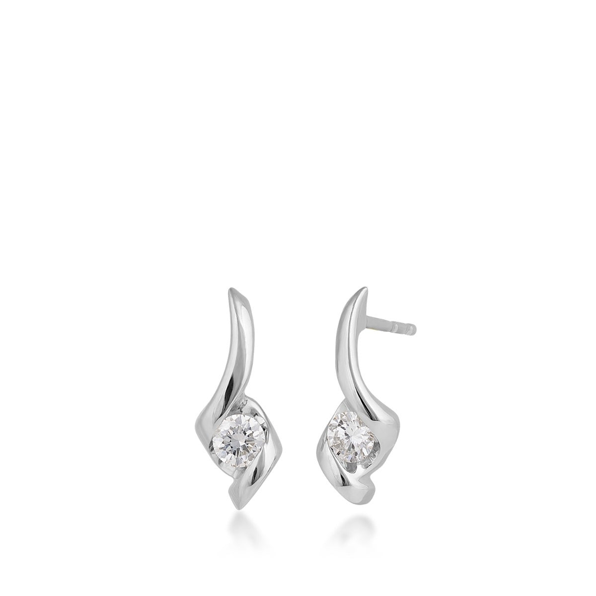 Sirena 1/5 ct. tw. Round Diamond Swirl Earrings in 14K White Gold