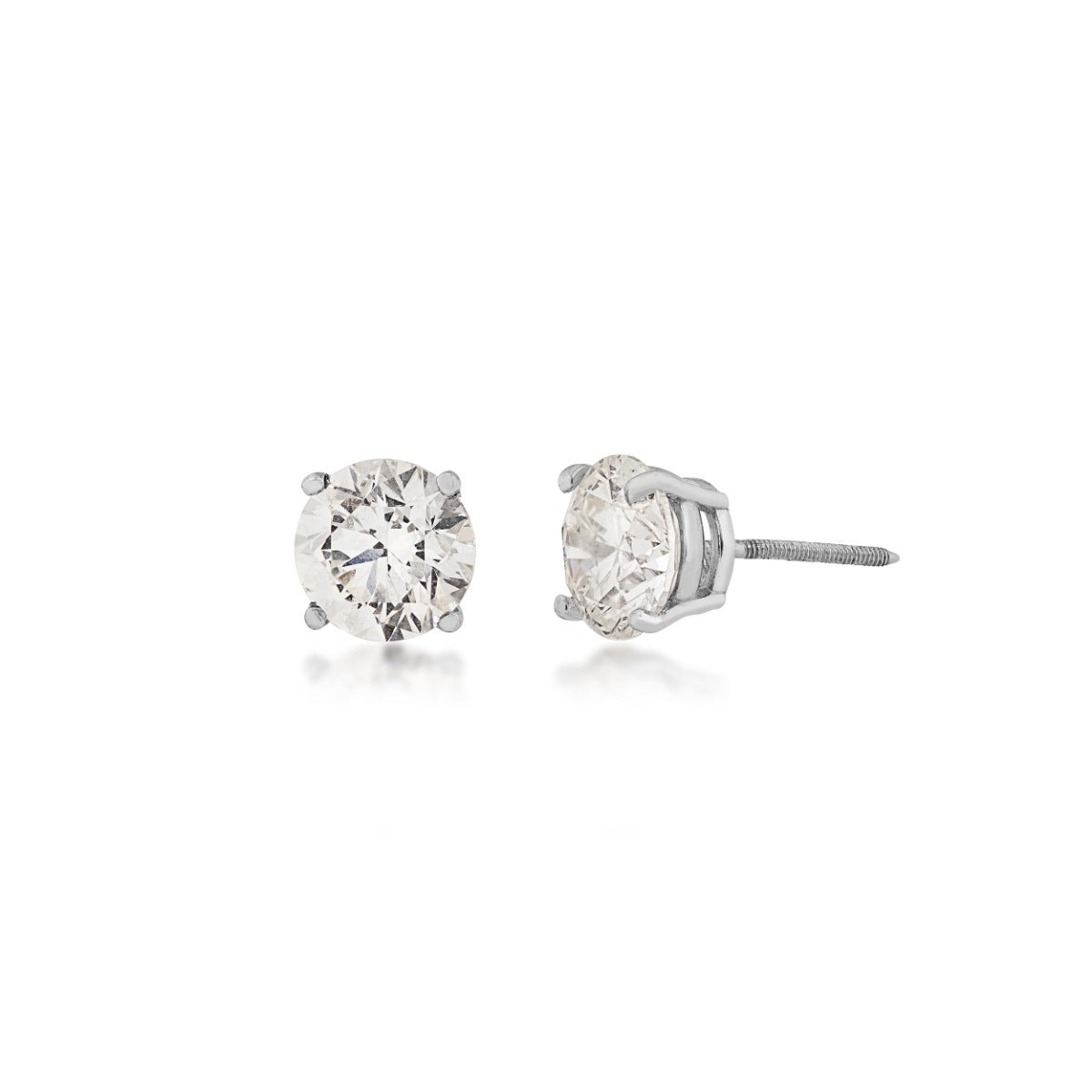 2 ct. tw. Round Brilliant Diamond Solitaire Earrings in 14K White Gold (2)