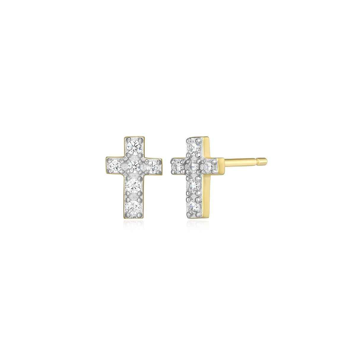 M by Monte Luna 1/10 ct. tw. Lab-Grown Diamond Cross Earrings in 14K Yellow Gold Plated Sterling Silver