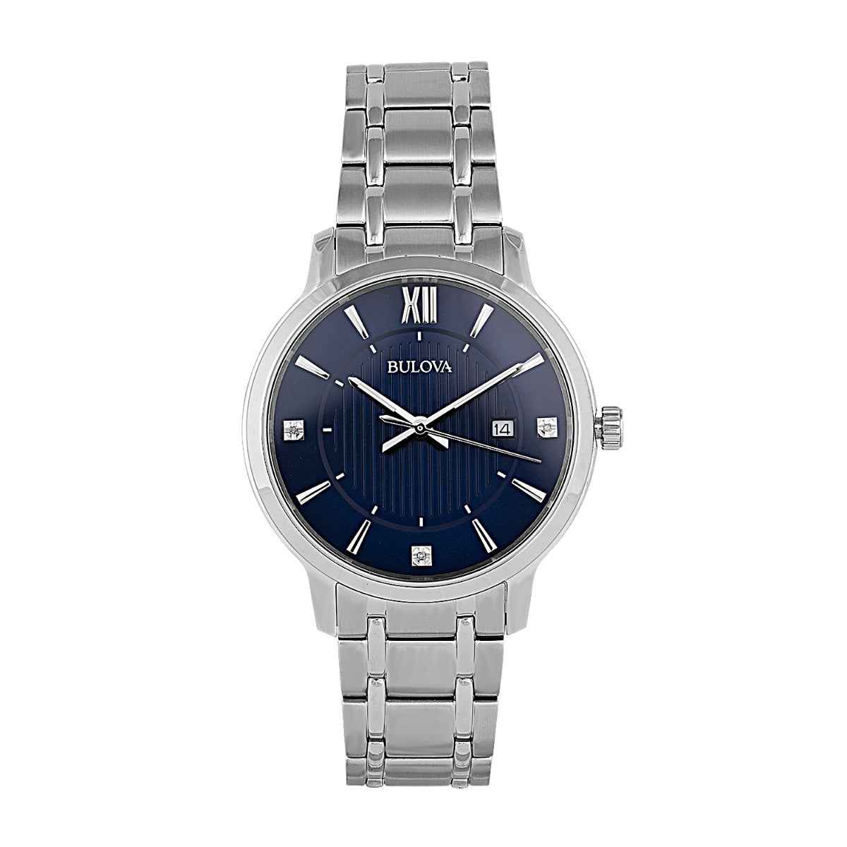 Bulova Men's Quartz Stainless Steel Watch with Blue Dial