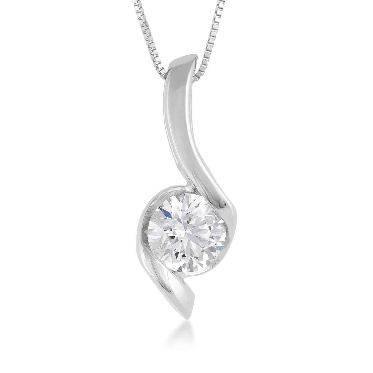 Sirena USA 1-1/2 ct. tw. Lab-Grown Round Diamond Swirl Pendant in 14K White Gold