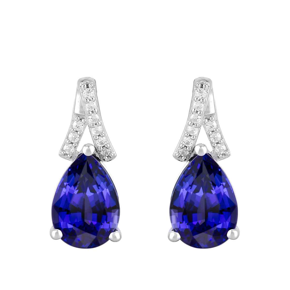 Pear Tanzanite & Diamond Accent Dangle Earrings in 10K White Gold
