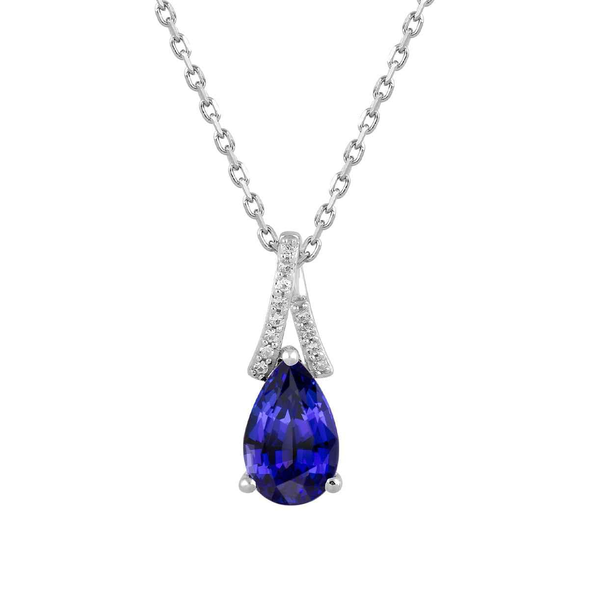 Pear Tanzanite & Diamond Accent Pendant in 10K White Gold