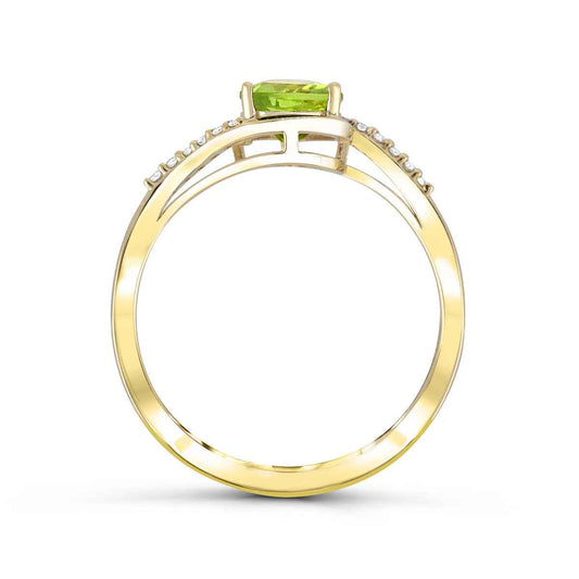 Pear Peridot & Diamond Accent Ring in 10K Yellow Gold front view