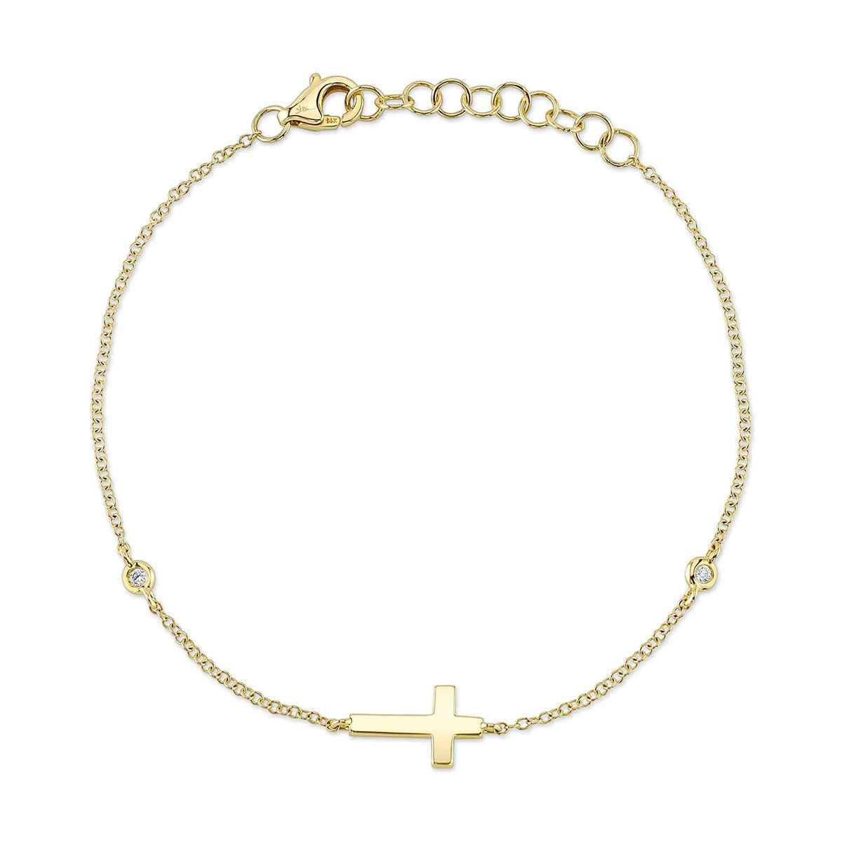 Shy Creation Diamond Accent Cross Station Bracelet in 14K Yellow Gold