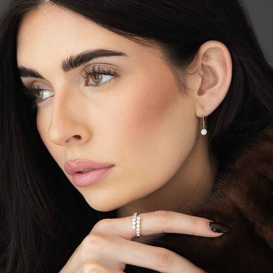 Adamante 1 ct. tw. Lab-Grown Drilled Diamond Dangle Earrings in 10K Yellow Gold front view