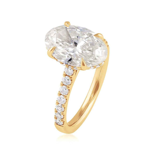 Adamante 4-1/2 ct. tw. Lab-Grown Oval Diamond Hidden Halo Engagement Ring in 14K Yellow Gold front view