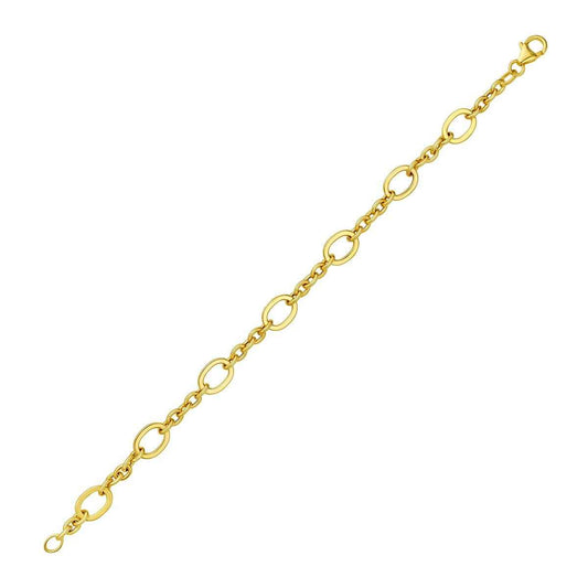 7-inch 8mm Oval Link Bracelet in 14K Yellow Gold front view