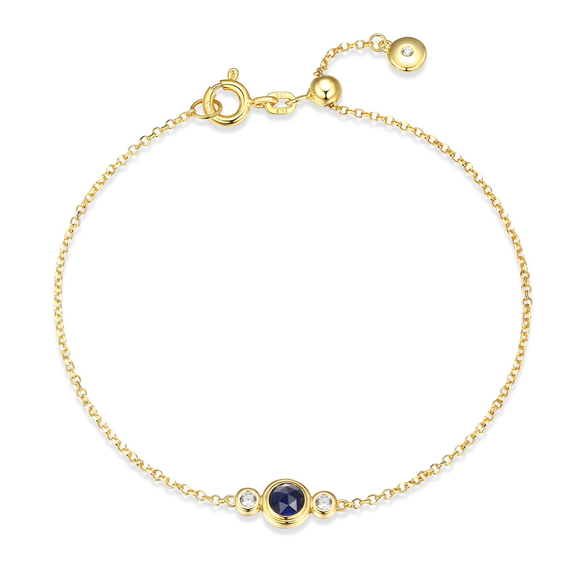 vermeil round created sapphire and lab-grown diamond accent bracelet