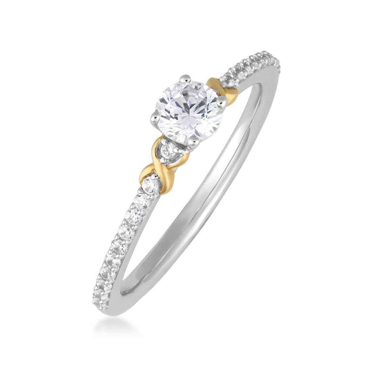 Infinite Love 3/8 ct. tw. Round Brilliant Lab-Grown Diamond Double Infinity Ring in 10K White & Yellow Gold front view