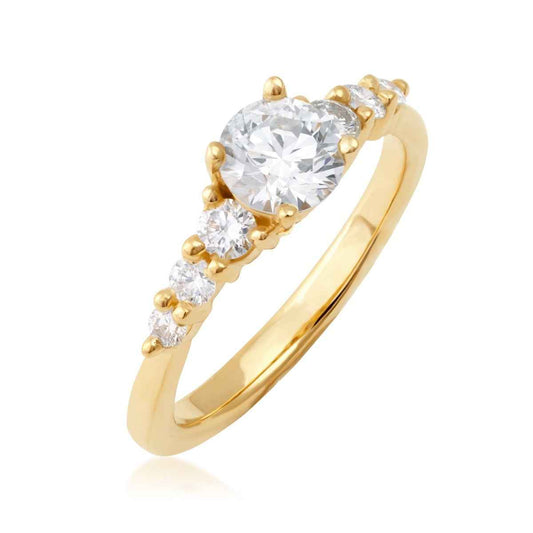 USA Collection 1 ct. tw. Lab-Grown Round Brilliant Graduated Wedding Ring in 14K Yellow Gold