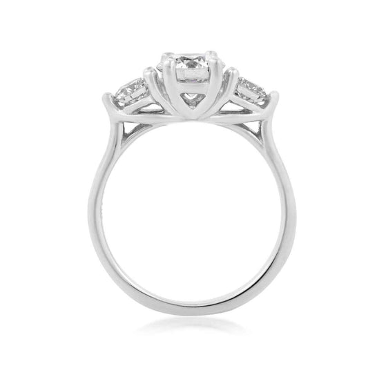 USA Collection 1-1/2 ct. tw. Lab-Grown 3-Stone Diamond Ring in 14K White Gold close-up detail
