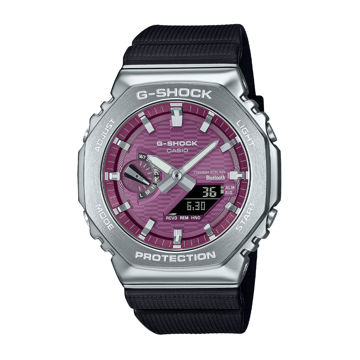 G-Steel resin strap quartz digital analog purple dial watch