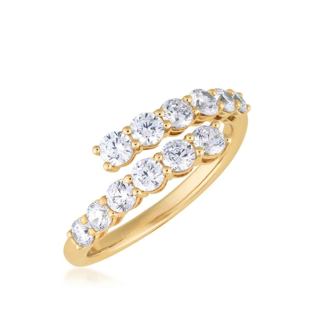 Adamante 1 ct. tw. Lab-Grown Diamond Bypass Ring in 10K Yellow Gold front view
