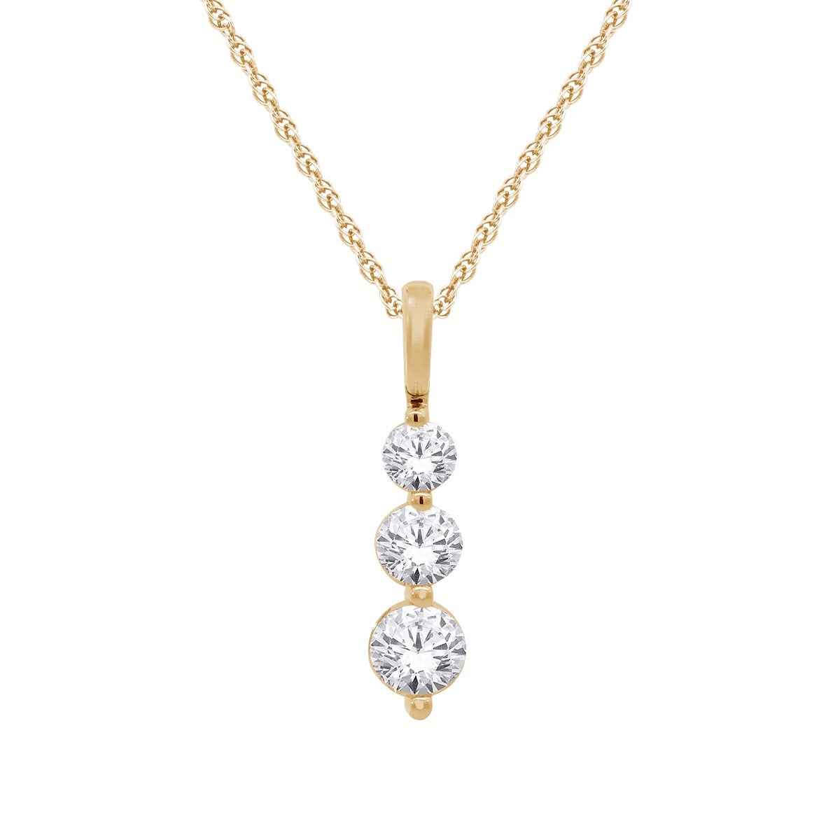 Adamante 1-1/2 ct. tw. Lab-Grown 3-Stone Diamond Pendant in 10K Yellow Gold