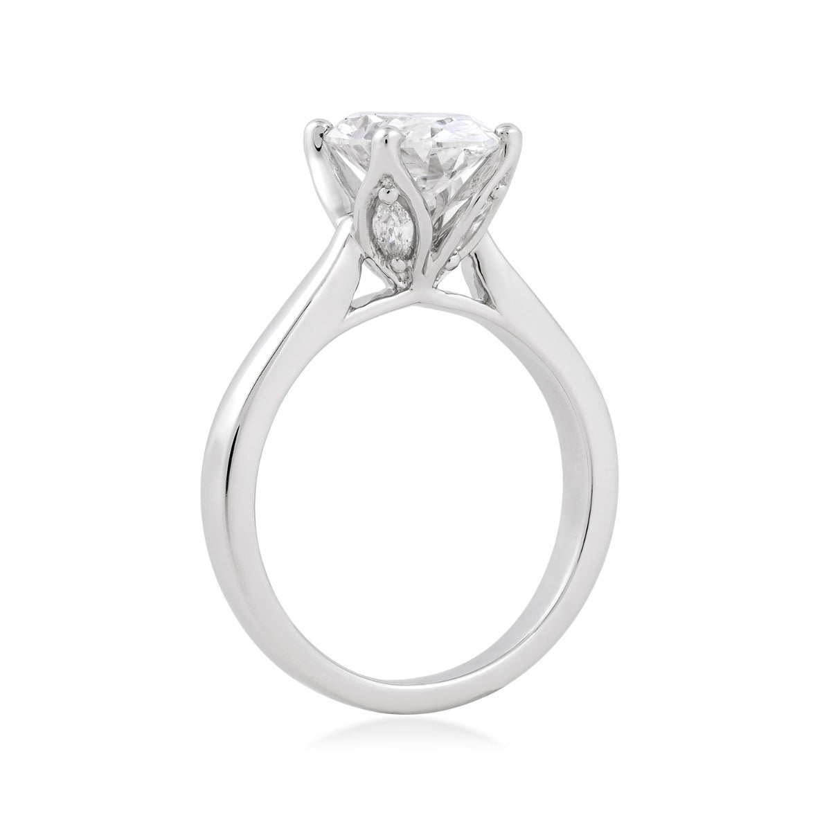 Adamante 2-3/4 ct. tw. Lab-Grown Oval Diamond Engagement Ring in 14K White Gold close-up detail