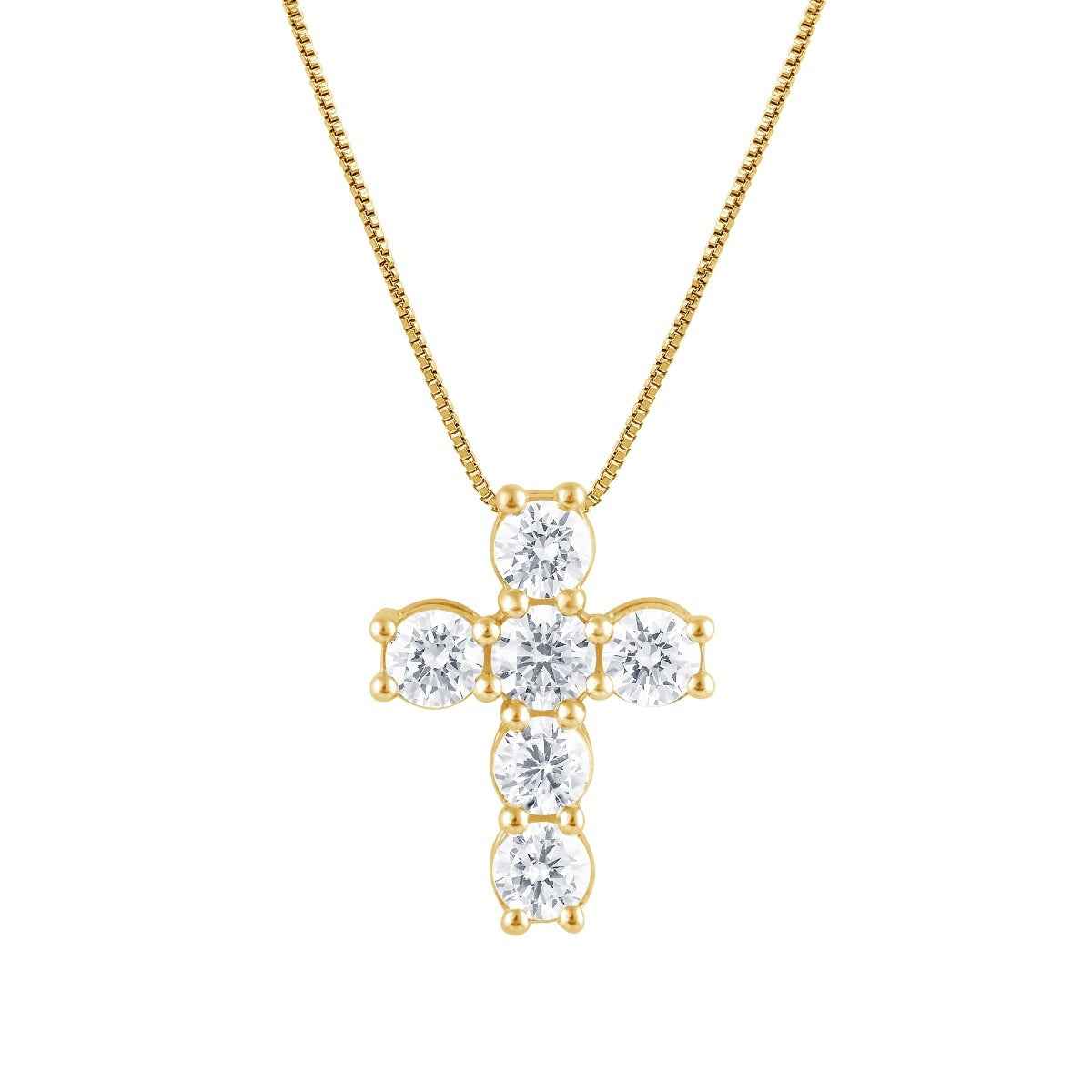 Adamante 3/4 ct. tw. Lab-Grown Diamond Cross Pendant in 10K Yellow Gold