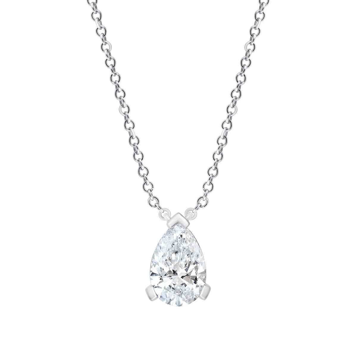 Adamante 1 ct. tw. Lab-grown Pear Diamond Solitaire Pendant in 14K White Gold