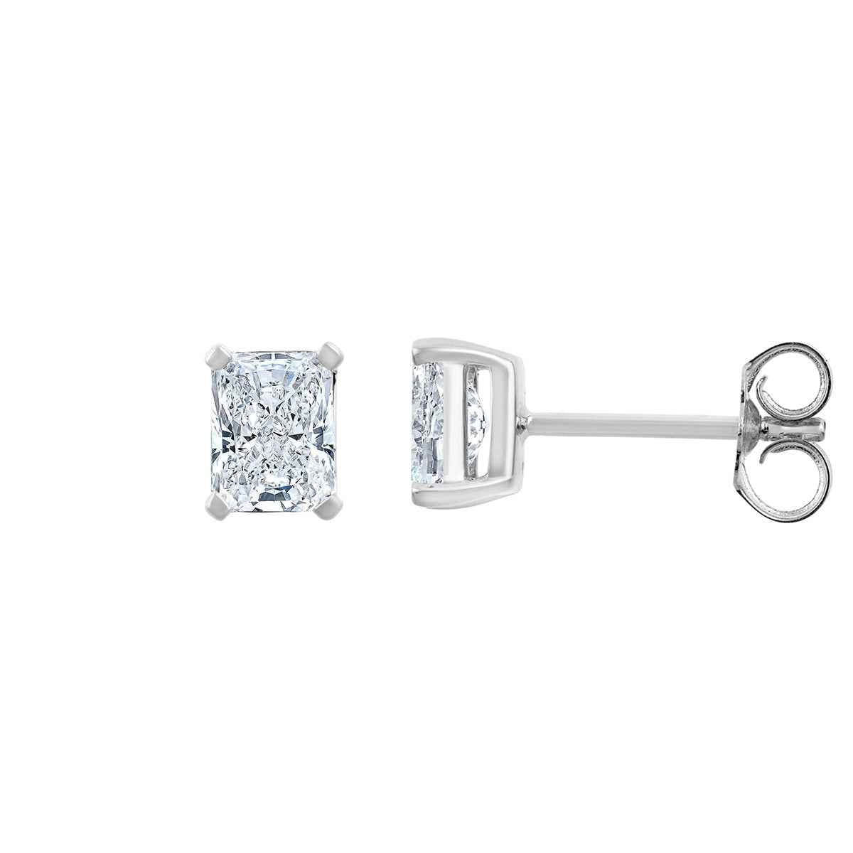 Adamante 1 ct. tw. Lab-Grown Radiant Cut Diamond Solitaire Earrings in 14K White Gold